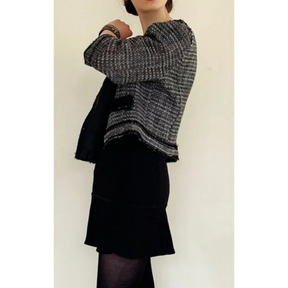 Apostrophe Cropped Tweed Ribbon Embellished Blazer Jacket 2 - Picture 6 of 13